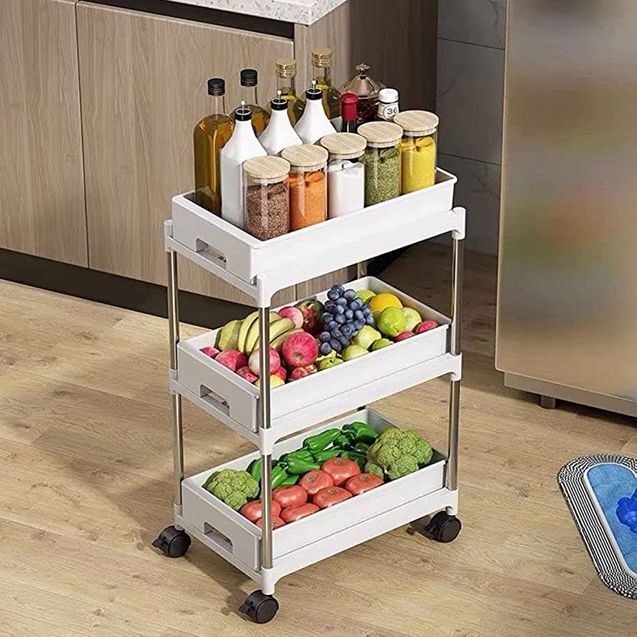 кухненска количка плодове зеленчуци буркани подправки