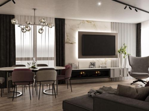 хол всекидневна телевизор трапезария от фирма varna sea build