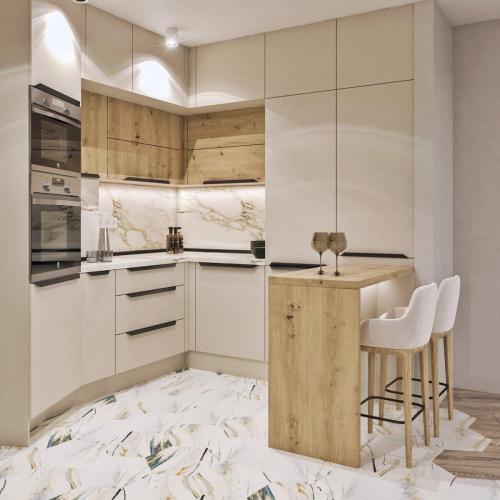 кухня в натурални цветове от фирма varna sea build