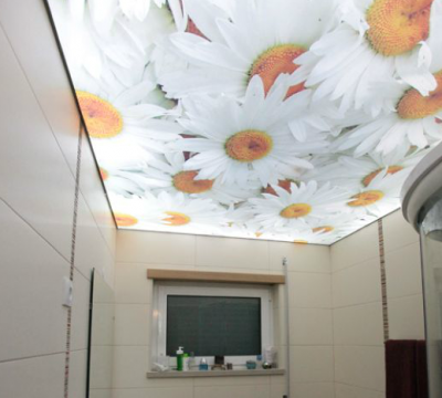 опънат таван с флорални мотиви от varna sea build